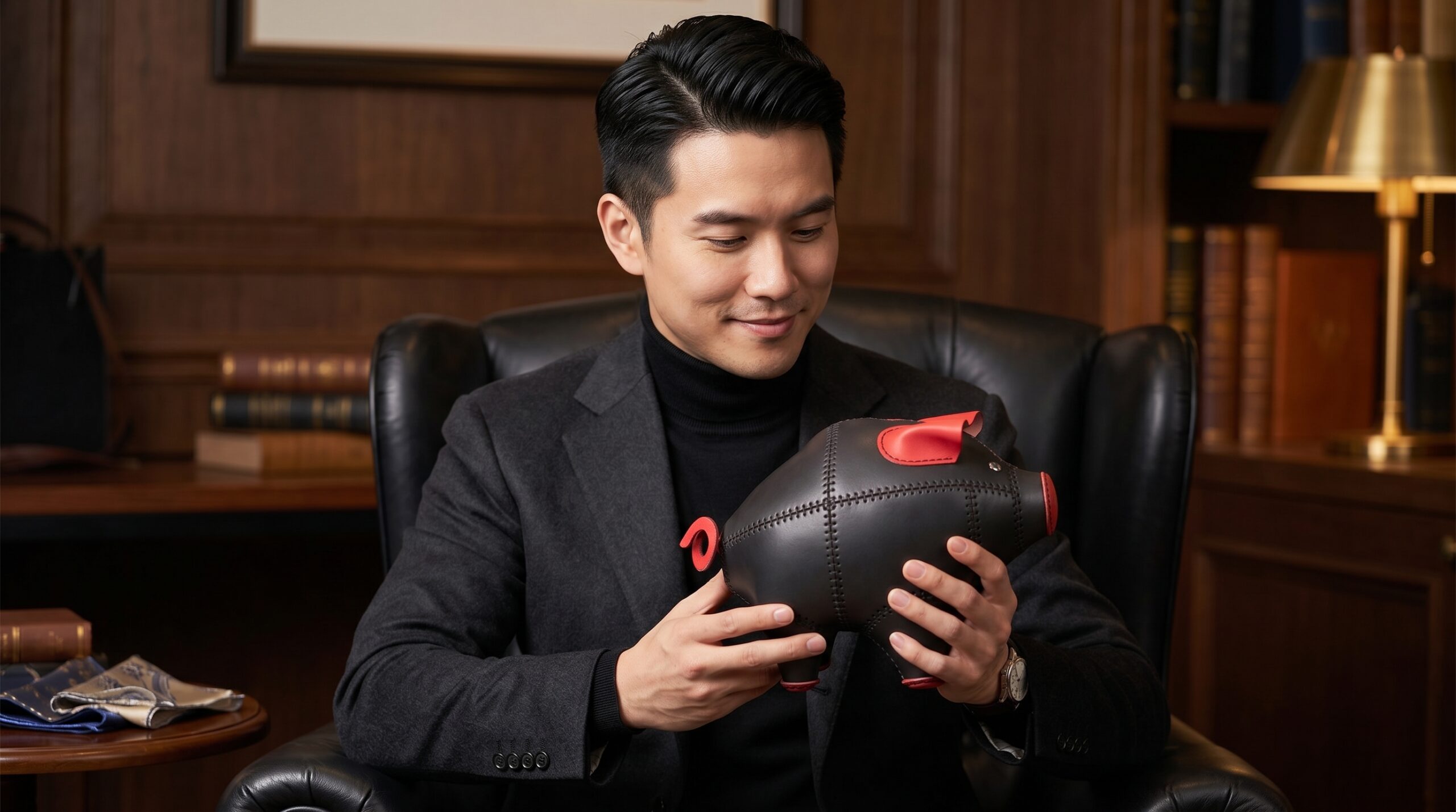 Piggy Bank - Ống Heo Da Thật - Ảnh 8