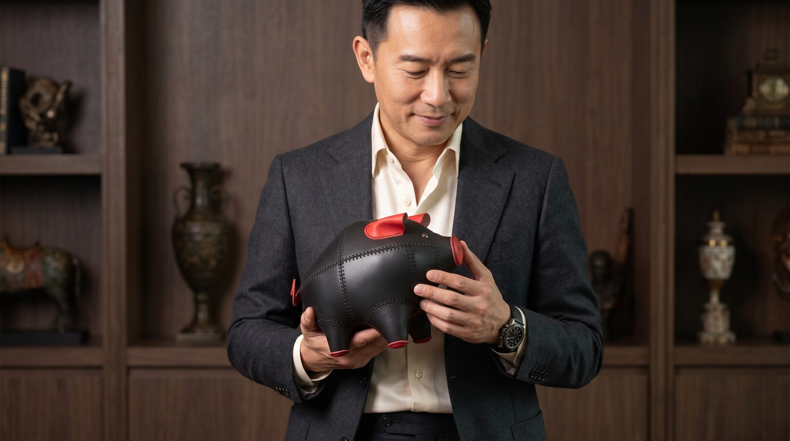 Piggy Bank Mini – Ống Heo Da Thật - Ảnh 7